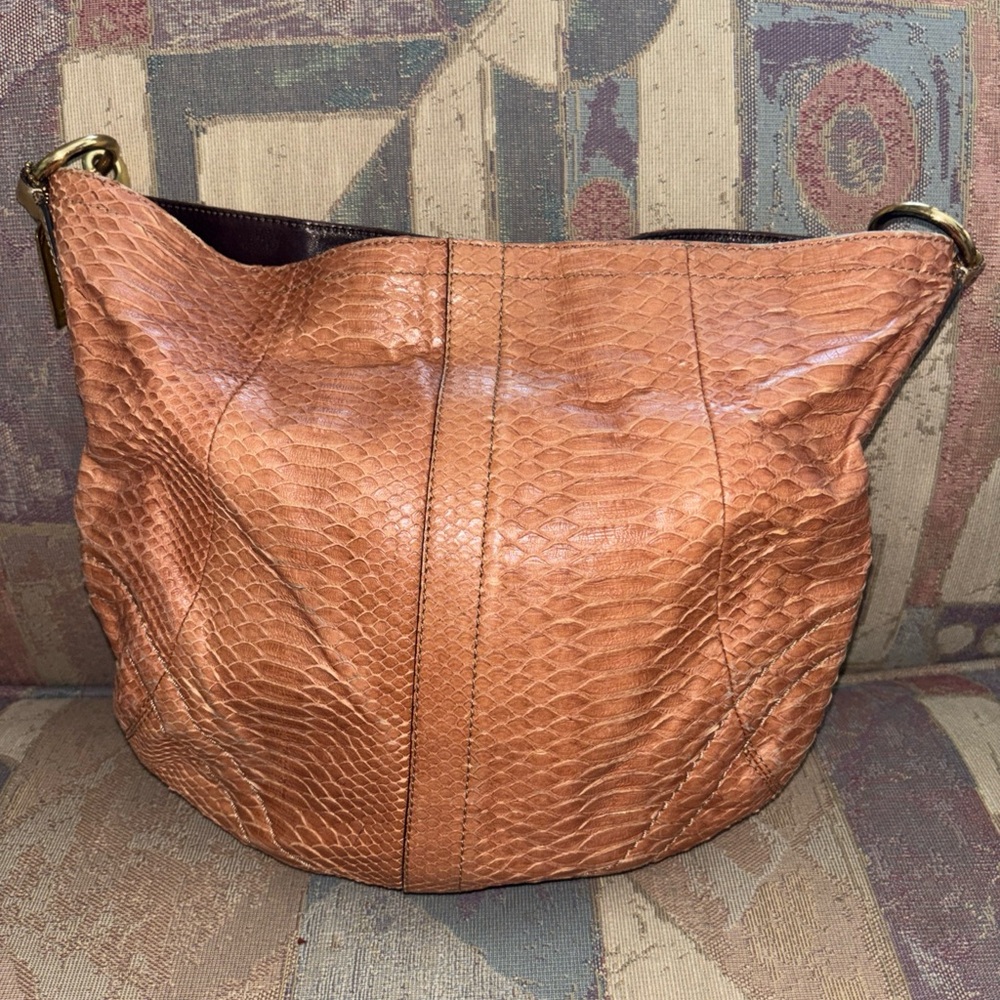 Coach Italy genuine Python skin leather gold hardware convertible purse clutch